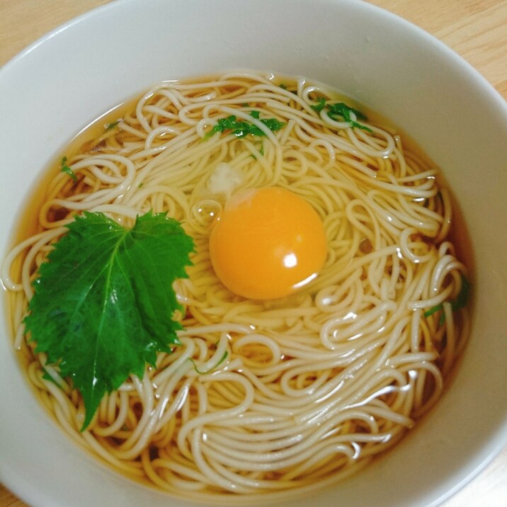 ダシと大葉香る月見にゅうめん